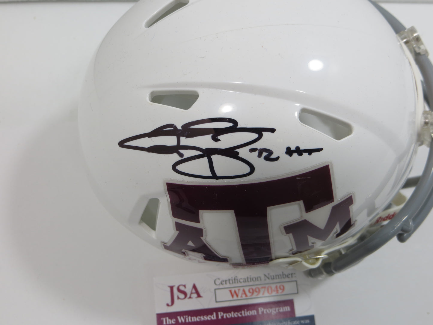 JOHNNY MANZIEL SIGNED TEXAS A&M AGGIES WHITE MINI HELMET w/Heisman JSA COA