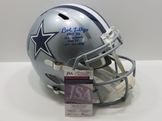 BOB LILLY SIGNED DALLAS COWBOYS RIDDELL FULL SIZE HELMET w/4 INSCs 11ProBowl JSA