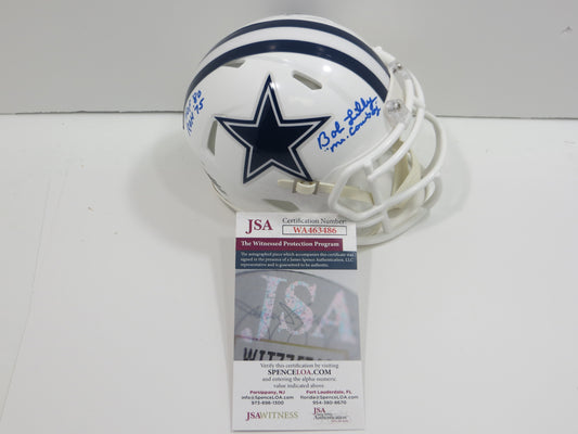 BOB LILLY SIGNED DALLAS COWBOYS RIDDELL MINI Alt HELMET w/3 INSCs JSA COA