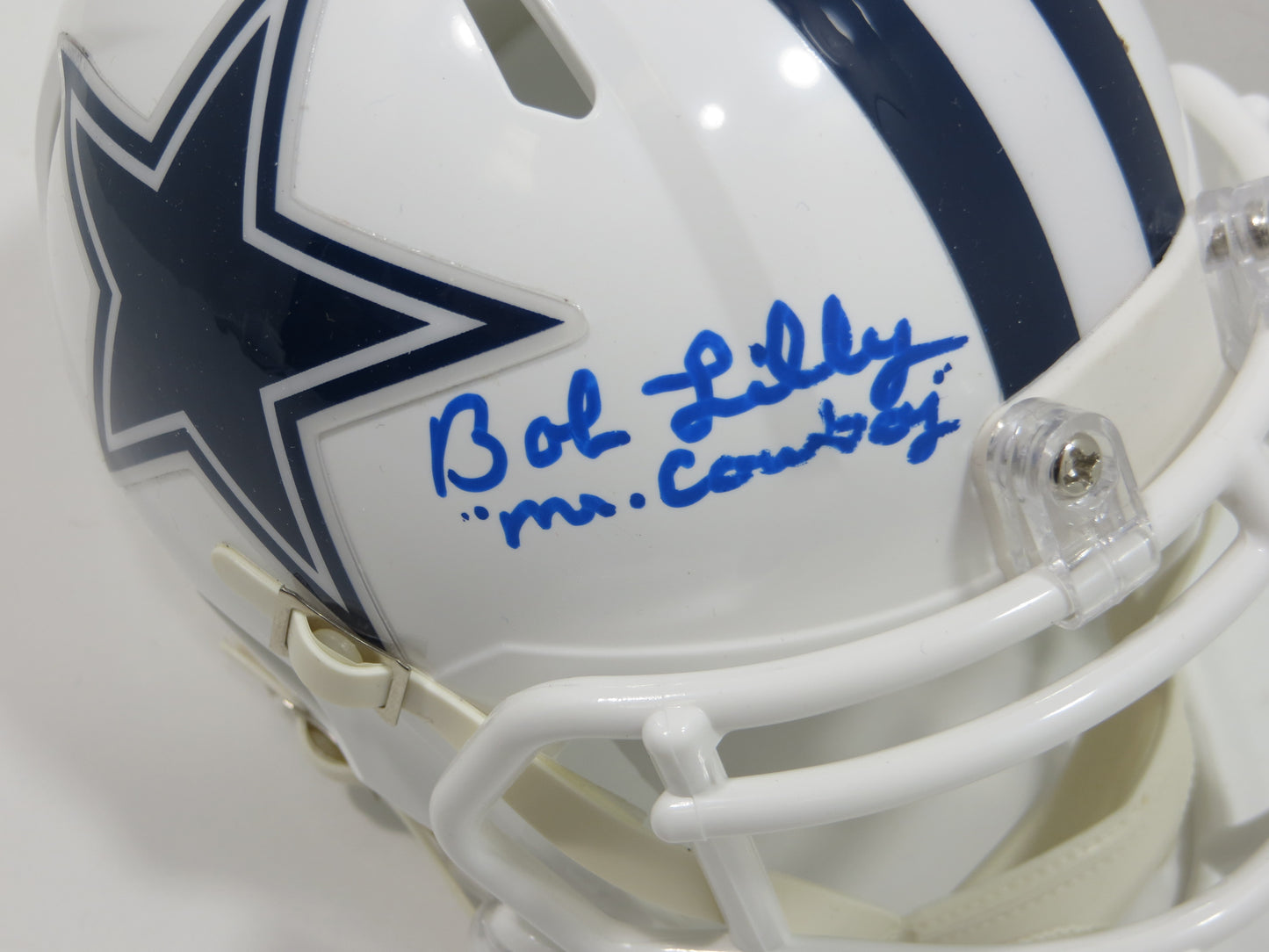 BOB LILLY SIGNED DALLAS COWBOYS RIDDELL MINI Alt HELMET w/3 INSCs JSA COA
