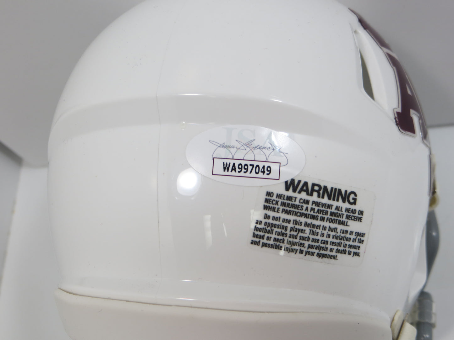 JOHNNY MANZIEL SIGNED TEXAS A&M AGGIES WHITE MINI HELMET w/Heisman JSA COA
