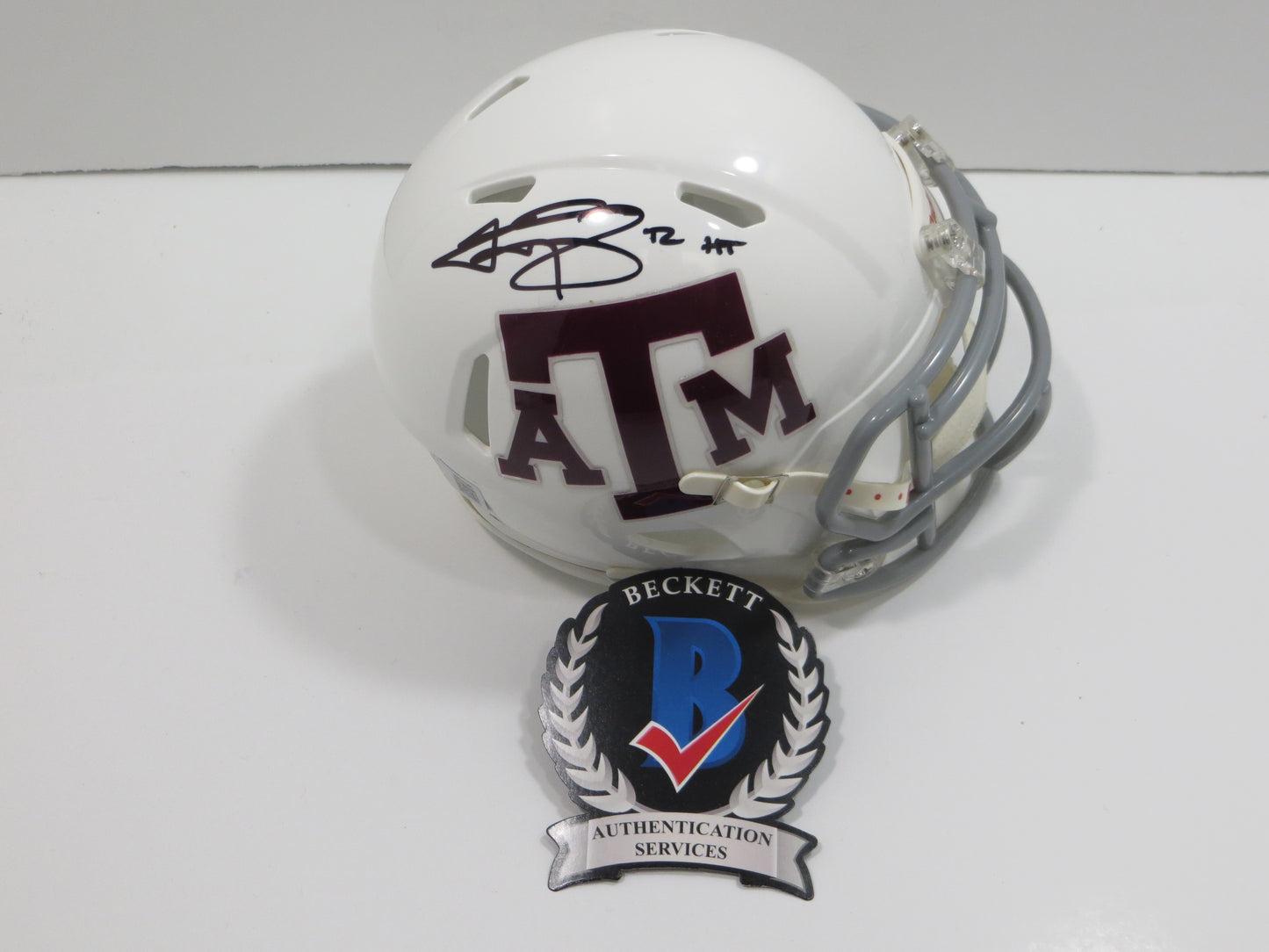 JOHNNY MANZIEL SIGNED TEXAS A&M AGGIES WHITE MINI HELMET w/Heisman BAS COA