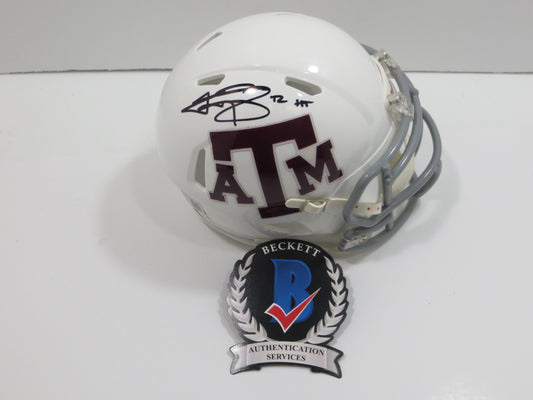 JOHNNY MANZIEL SIGNED TEXAS A&M AGGIES WHITE MINI HELMET w/Heisman BAS COA