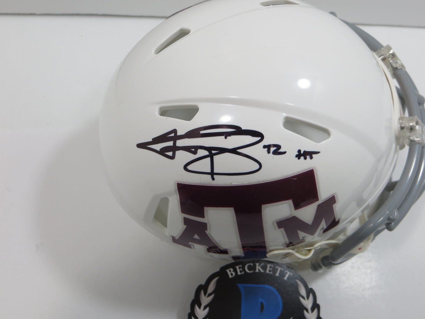 JOHNNY MANZIEL SIGNED TEXAS A&M AGGIES WHITE MINI HELMET w/Heisman BAS COA