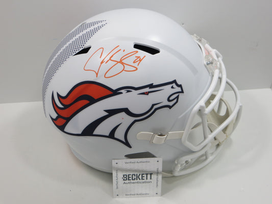 CHAMP BAILEY DENVER BRONCOS SIGNED SALUTE TO SERVICE SPEED F/S Helmet BAS