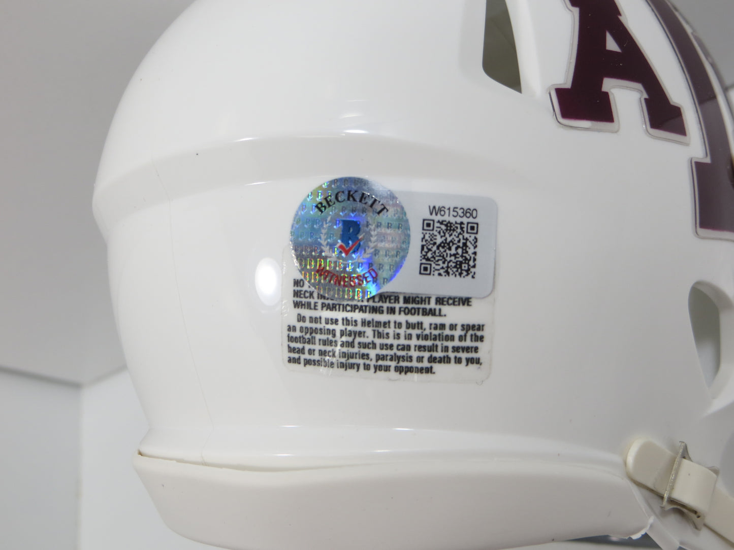 JOHNNY MANZIEL SIGNED TEXAS A&M AGGIES WHITE MINI HELMET w/Heisman BAS COA