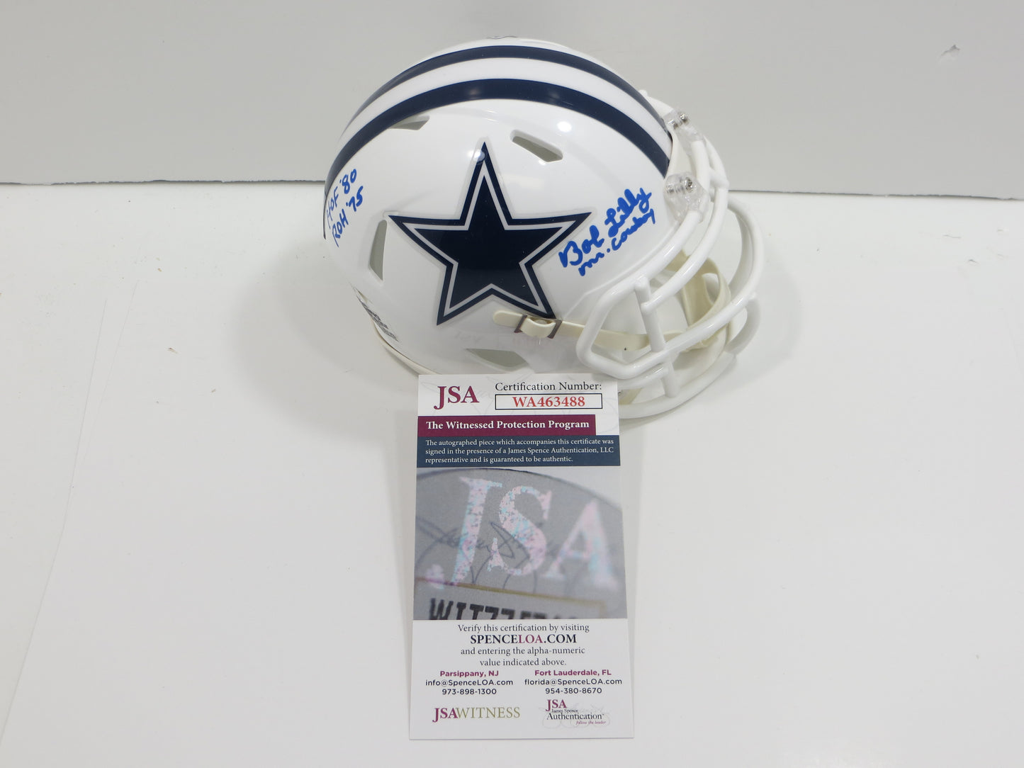 BOB LILLY SIGNED DALLAS COWBOYS RIDDELL MINI Alt HELMET w/3 INSCs JSA COA