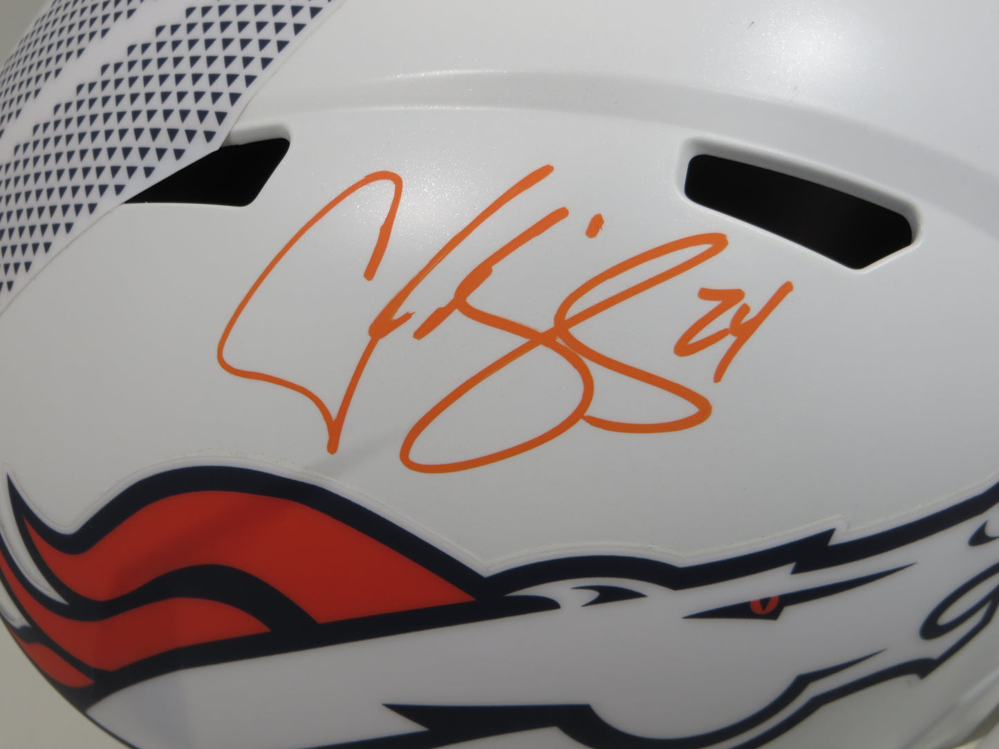 CHAMP BAILEY DENVER BRONCOS SIGNED SALUTE TO SERVICE SPEED F/S Helmet BAS