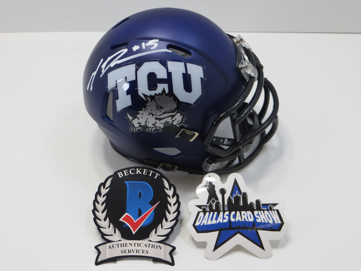 MAX DUGGAN TCU HORNED FROGS SIGNED Purple MINI HELMET BAS