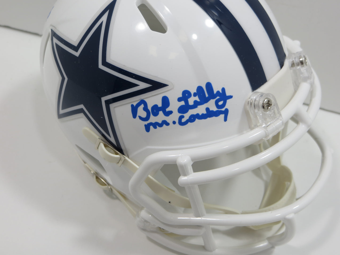 BOB LILLY SIGNED DALLAS COWBOYS RIDDELL MINI Alt HELMET w/3 INSCs JSA COA