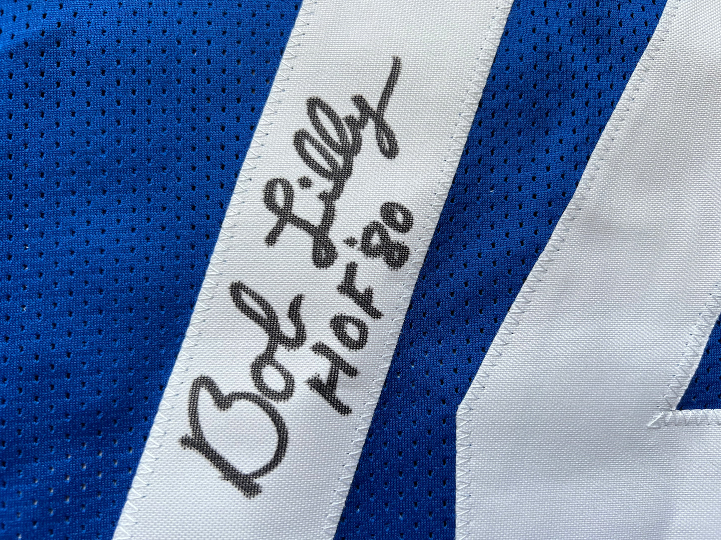BOB LILLY SIGNED BLUE JERSEY Size XL Dallas Cowboys w/HOF 80 BAS COA
