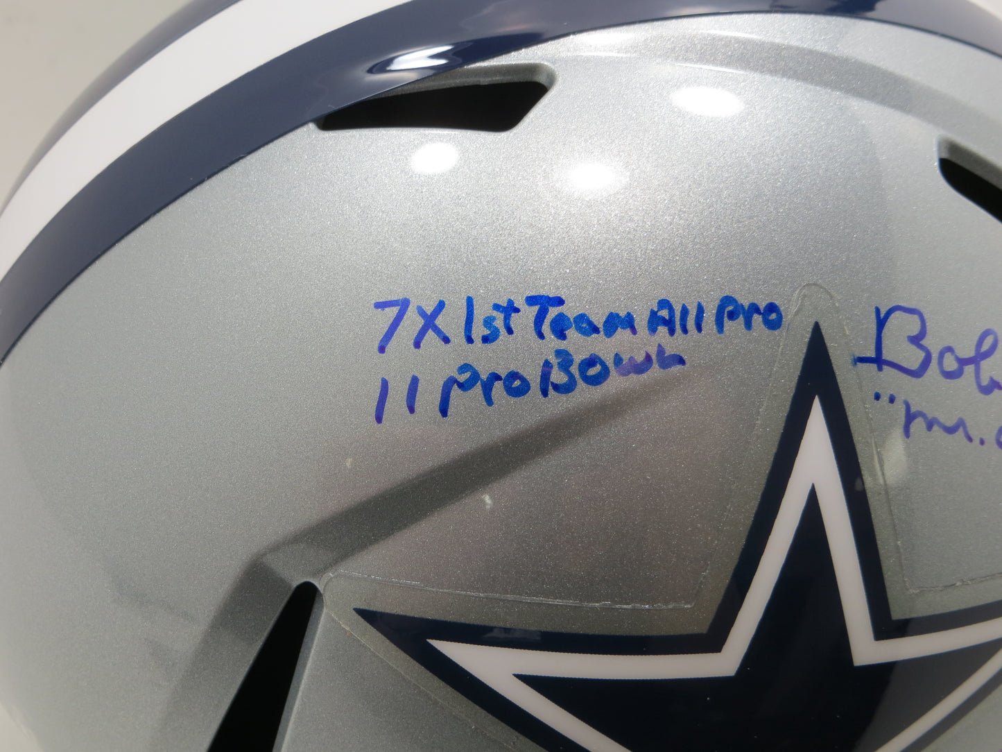 BOB LILLY SIGNED DALLAS COWBOYS RIDDELL FULL SIZE HELMET w/6 INSCs JSA COA