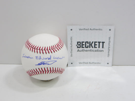 SEBASTIAN WALCOTT TEXAS RANGERS DUAL SIGNED FULL SIGNATURE OML BASEBALL BAS
