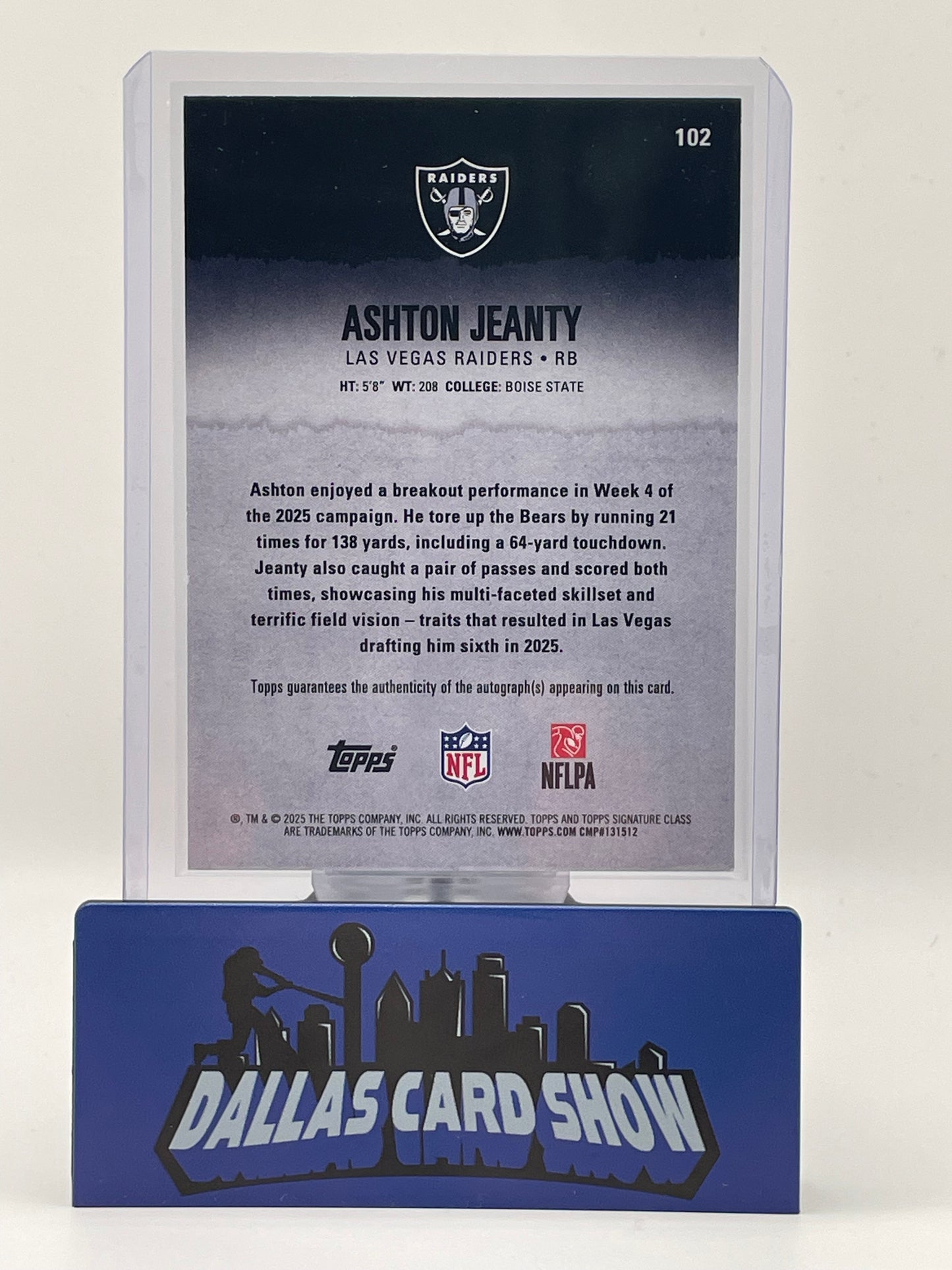 2025 Topps Signature Class #102 Ashton Jeanty Rookie RC Autograph
