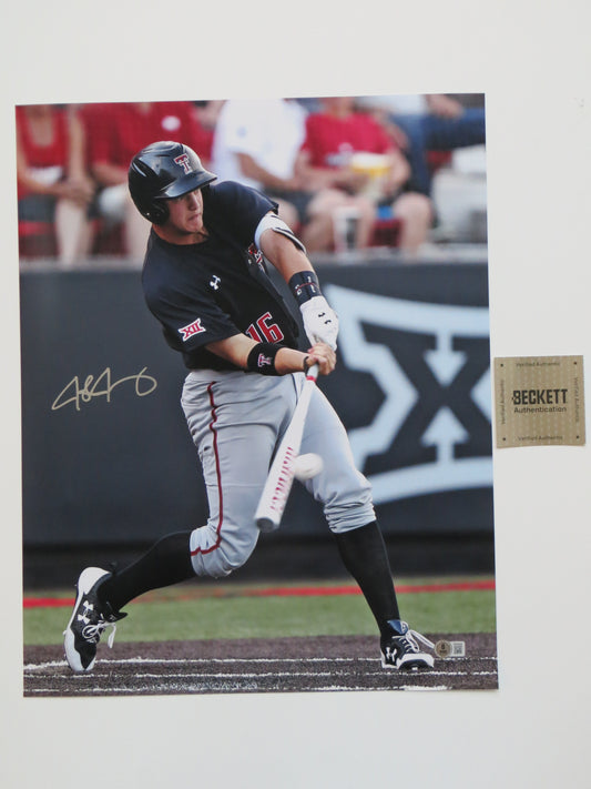 JOSH JUNG TEXAS TECH RED RAIDERS SIGNED 16x20 Home Run PHOTO Rangers BAS COA