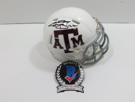 JOHNNY MANZIEL SIGNED TEXAS A&M AGGIES WHITE MINI HELMET w/Heisman BAS COA