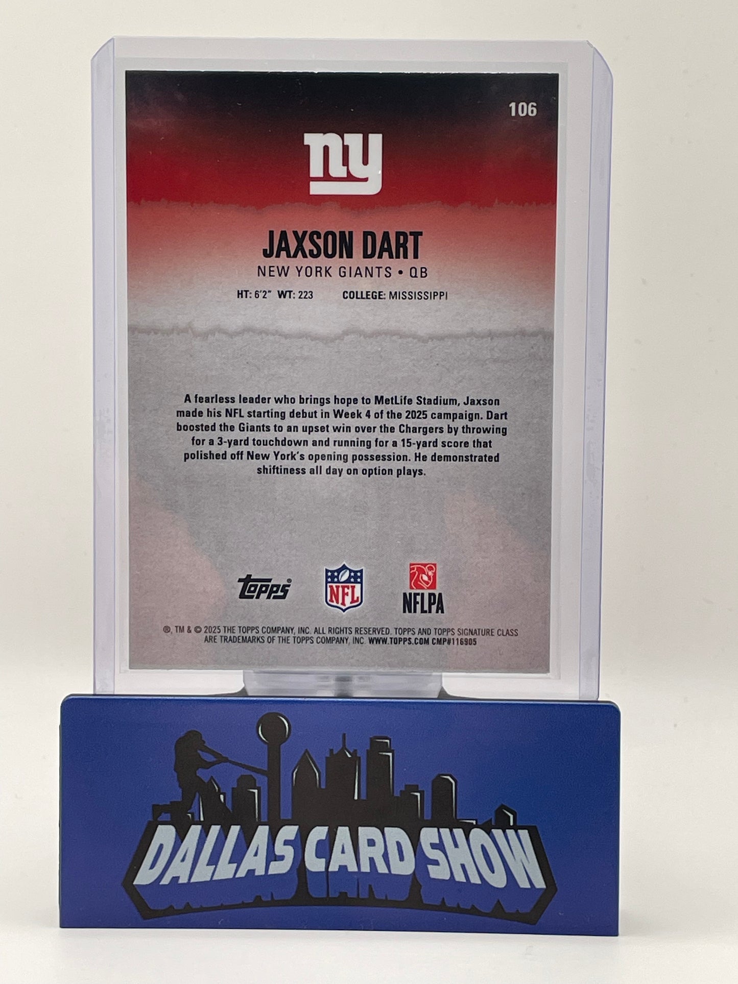 2025 Topps Signature Class #106 Jaxson Dart Purple Rookie RC /250