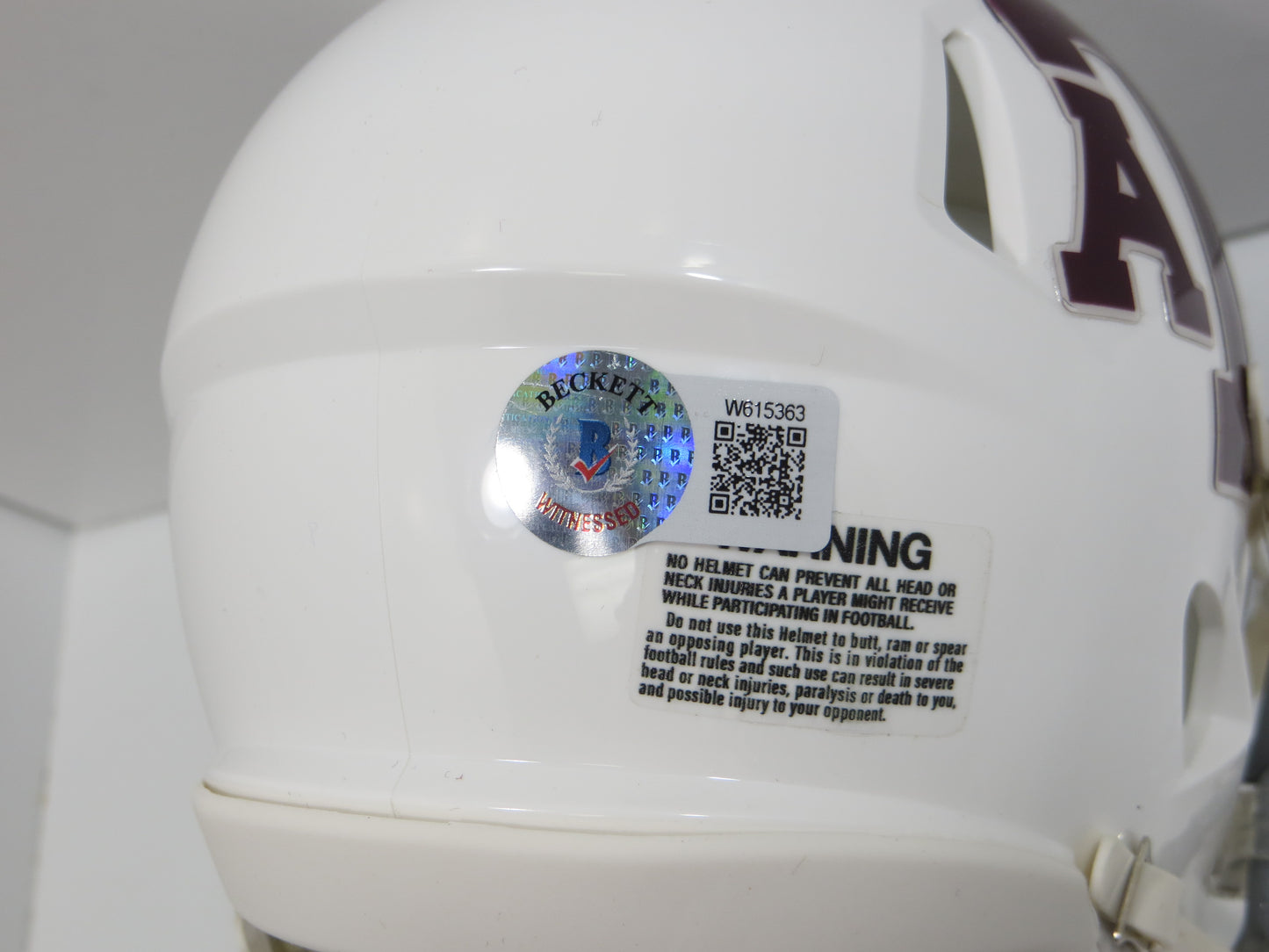 JOHNNY MANZIEL SIGNED TEXAS A&M AGGIES WHITE MINI HELMET w/Heisman BAS COA