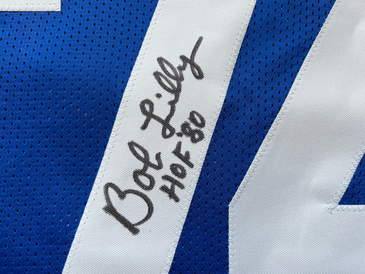 BOB LILLY SIGNED BLUE JERSEY Size XL Dallas Cowboys w/HOF 80 BAS COA