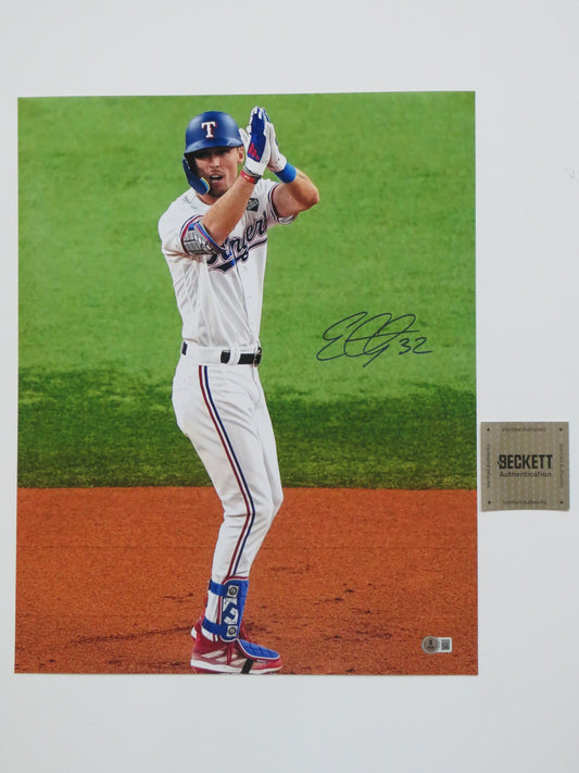 EVAN CARTER TEXAS RANGERS SIGNED 16x20 PHOTO Jesus Won BAS COA