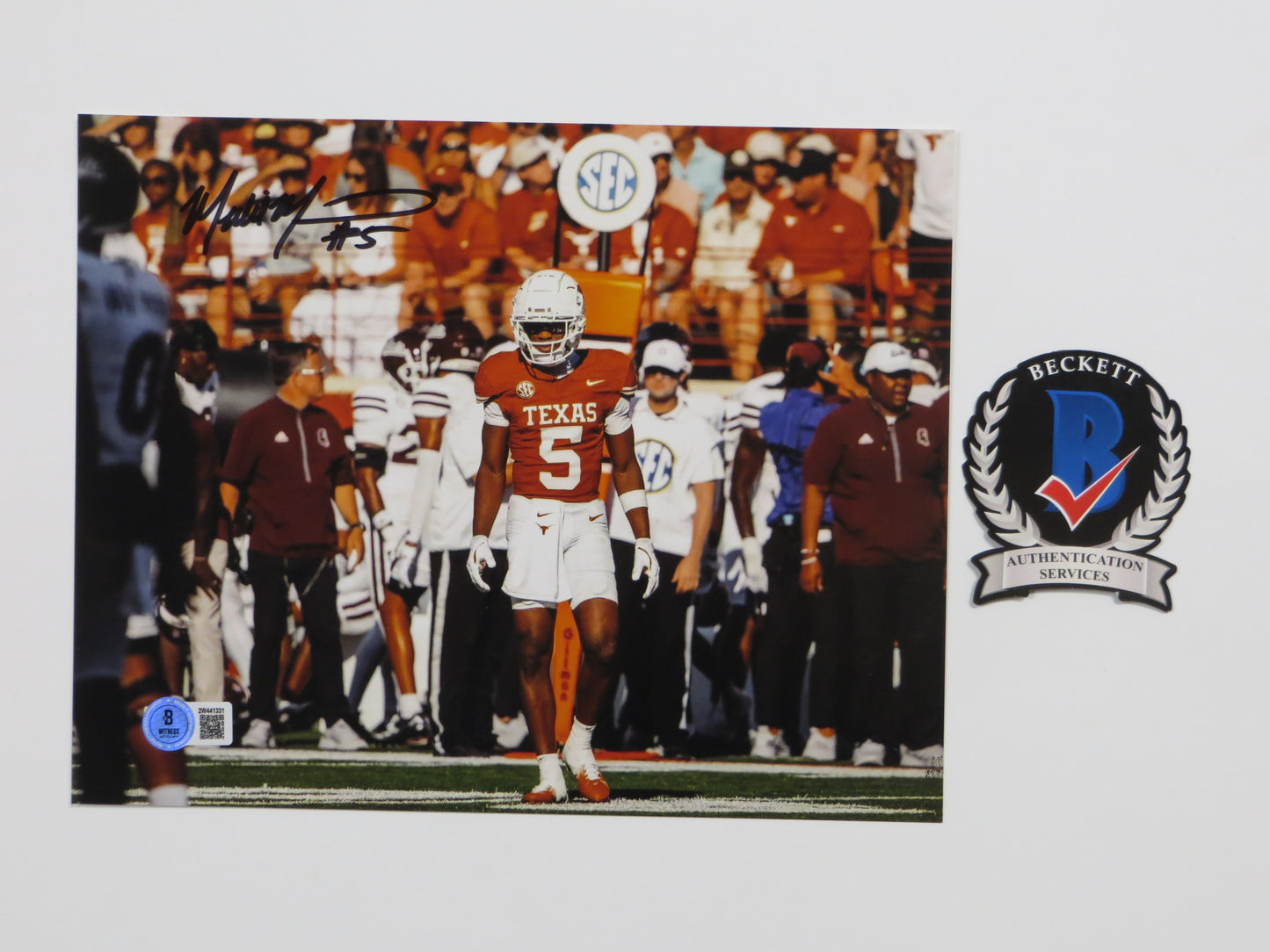 MALIK MUHAMMAD Texas Longhorns Burnt Orange Jersey SIGNED 8x10 PHOTO BAS