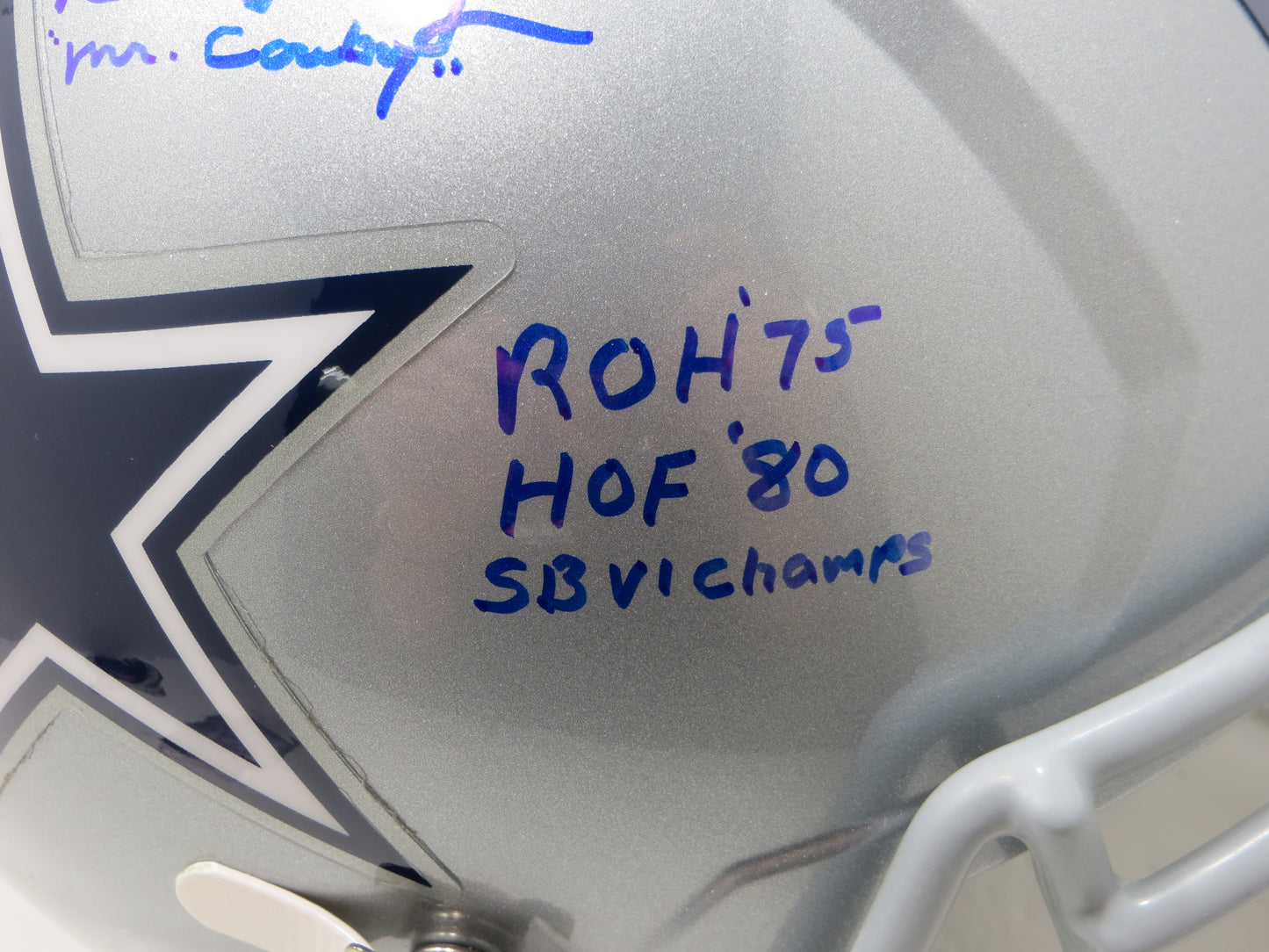 BOB LILLY SIGNED DALLAS COWBOYS RIDDELL FULL SIZE HELMET w/6 INSCs JSA COA