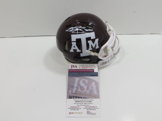 JOHNNY MANZIEL SIGNED TEXAS A&M AGGIES MAROON MINI HELMET w/Heisman JSA