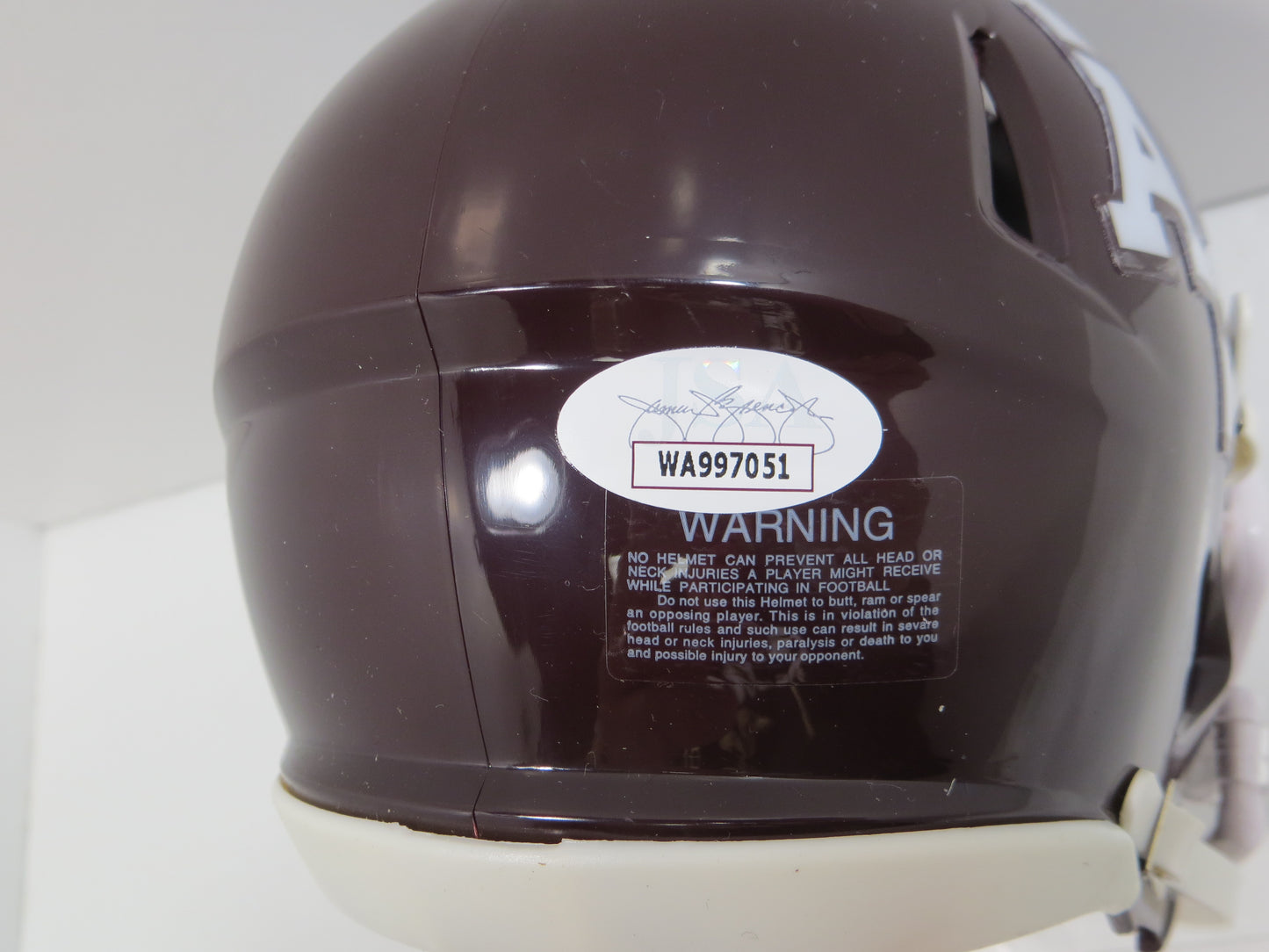 JOHNNY MANZIEL SIGNED TEXAS A&M AGGIES MAROON MINI HELMET w/Heisman JSA