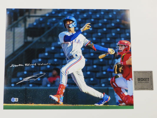SEBASTIAN WALCOTT Texas Rangers SIGNED 16x20 PHOTO with FULL NAME BAS COA