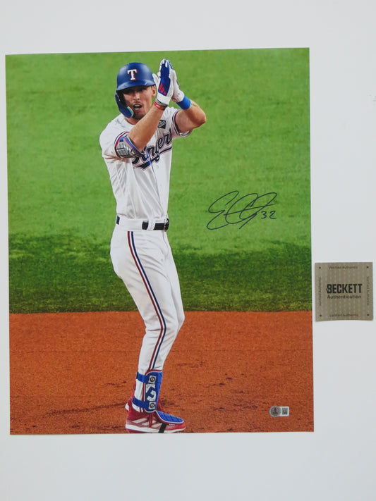 EVAN CARTER TEXAS RANGERS SIGNED 16x20 PHOTO Jesus Won BAS COA