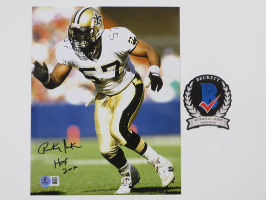 RICKEY JACKSON NEW ORLEANS SAINTS SIGNED 8x10 PHOTO w/HOF 2010 BAS COA