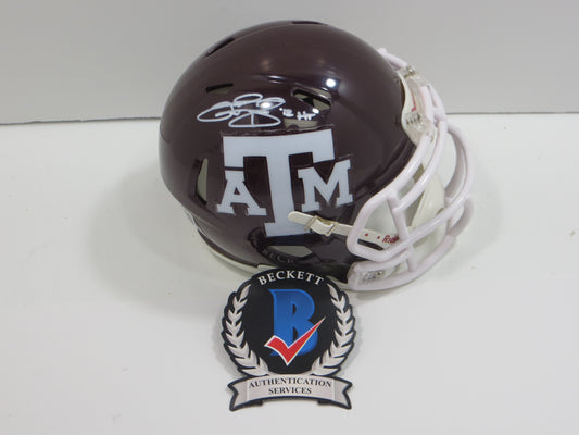 JOHNNY MANZIEL SIGNED TEXAS A&M AGGIES MAROON MINI HELMET w/Heisman BAS