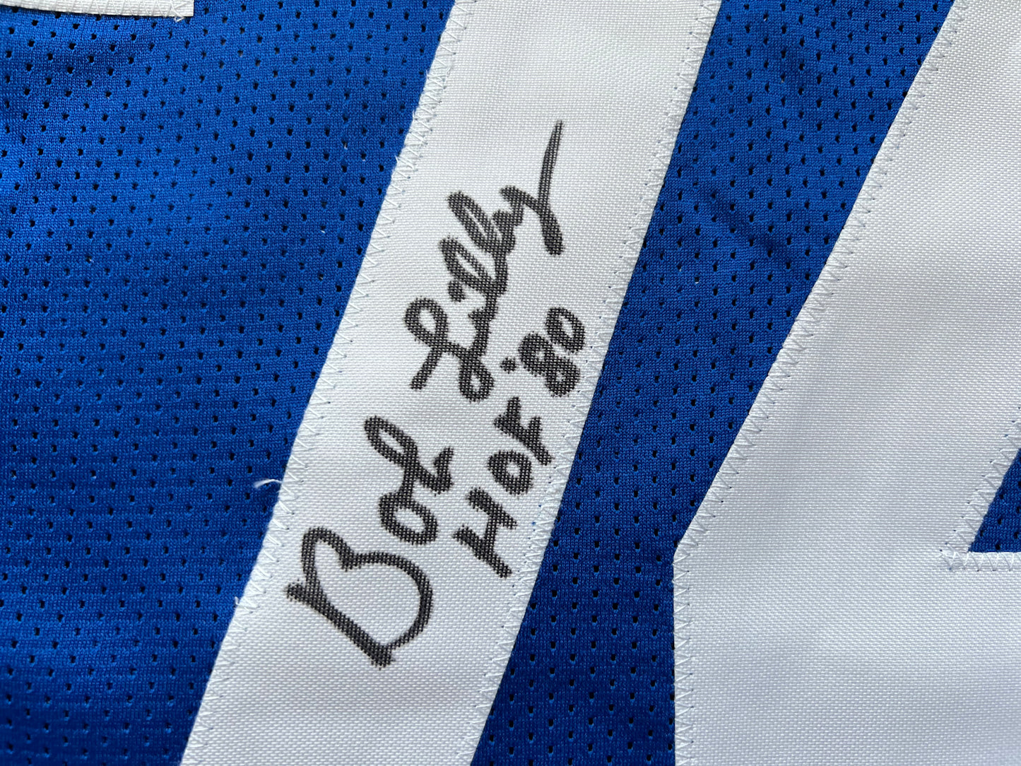 BOB LILLY SIGNED BLUE JERSEY Size XL Dallas Cowboys w/HOF 80 BAS COA