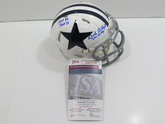 BOB LILLY SIGNED DALLAS COWBOYS MINI WHITE THROWBACK HELMET w/3 INSCs JSA