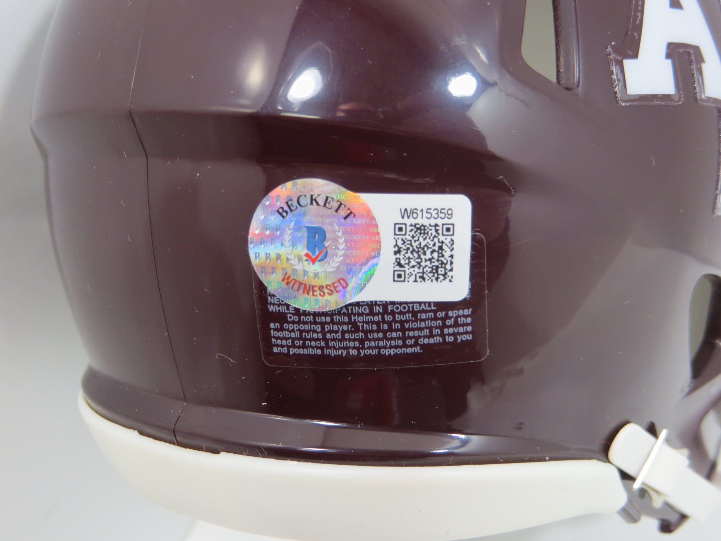 JOHNNY MANZIEL SIGNED TEXAS A&M AGGIES MAROON MINI HELMET w/Heisman BAS