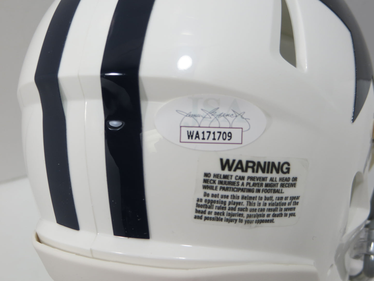 BOB LILLY SIGNED DALLAS COWBOYS MINI WHITE THROWBACK HELMET w/3 INSCs JSA