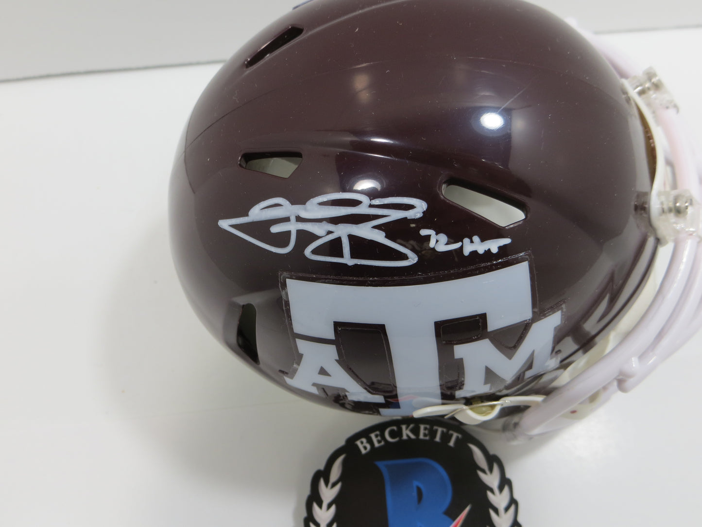 JOHNNY MANZIEL SIGNED TEXAS A&M AGGIES MAROON MINI HELMET w/Heisman BAS