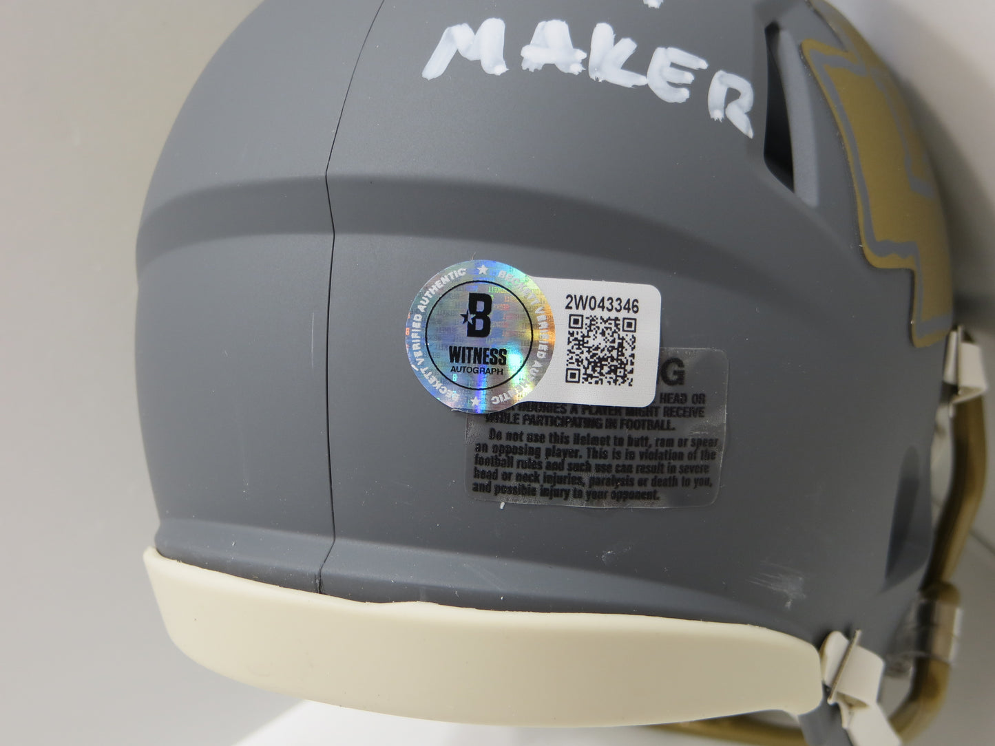 PAT PATRICK MAHOMES SR. KANSAS CITY CHIEFS SIGNED SLATE HELMET w/THE OG BAS