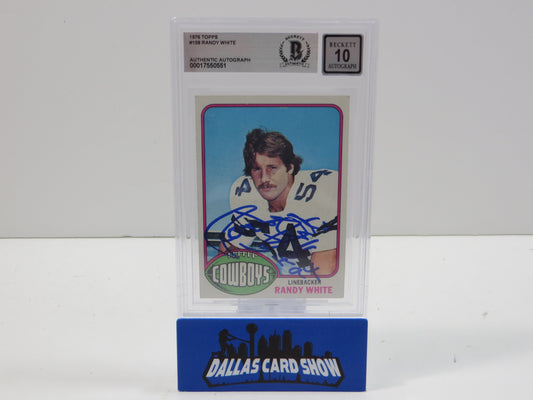 RANDY WHITE SIGNED 1976 Topps #158 BGS BAS SLAB AUTO 10 Cowboys Rookie
