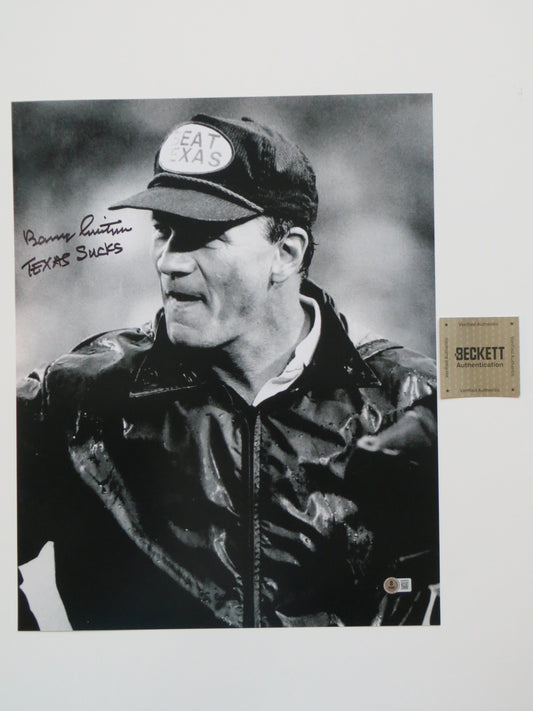 BARRY SWITZER OKLAHOMA OU SOONERS SIGNED 16x20 w/Texas Sucks BAS COA