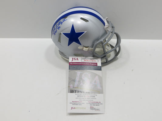 BOB LILLY SIGNED DALLAS COWBOYS RIDDELL MINI TB HELMET w/HOF 80 JSA COA