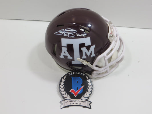 JOHNNY MANZIEL SIGNED TEXAS A&M AGGIES MAROON MINI HELMET w/Heisman BAS