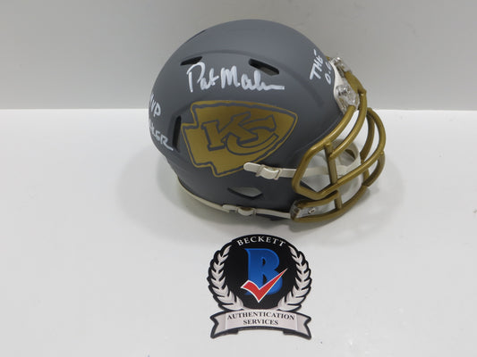 PAT PATRICK MAHOMES SR. KANSAS CITY CHIEFS SIGNED SLATE HELMET w/THE OG BAS
