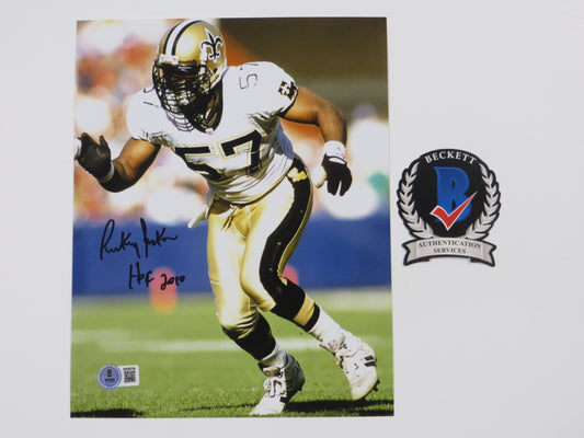 RICKEY JACKSON NEW ORLEANS SAINTS SIGNED 8x10 PHOTO w/HOF 2010 BAS COA