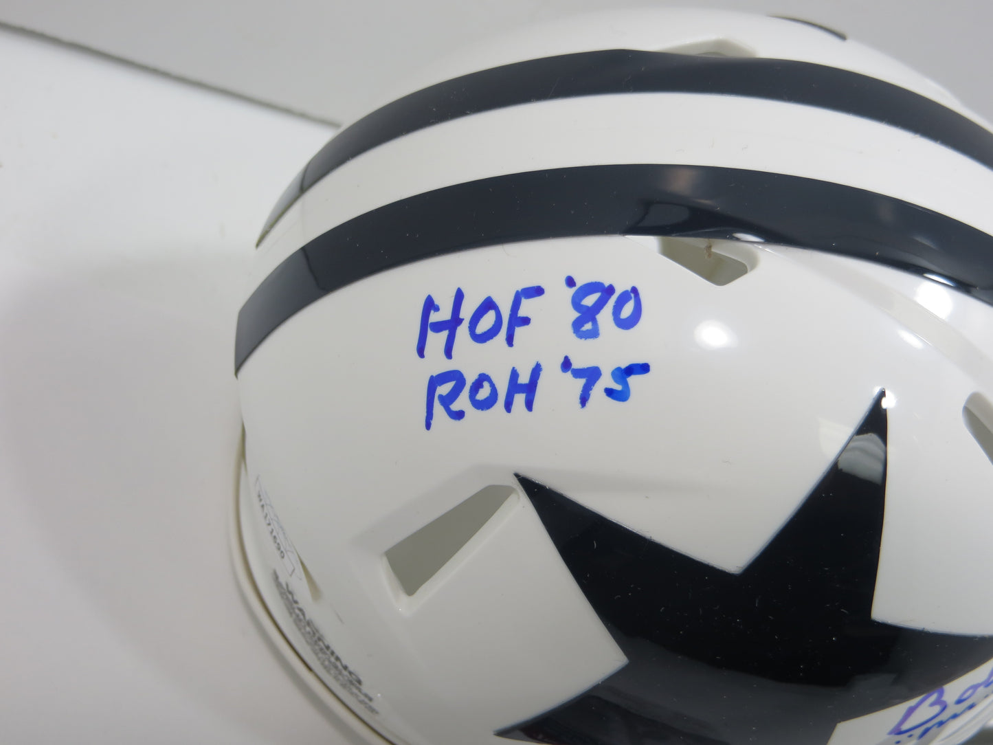 BOB LILLY SIGNED DALLAS COWBOYS MINI WHITE THROWBACK HELMET w/3 INSCs JSA