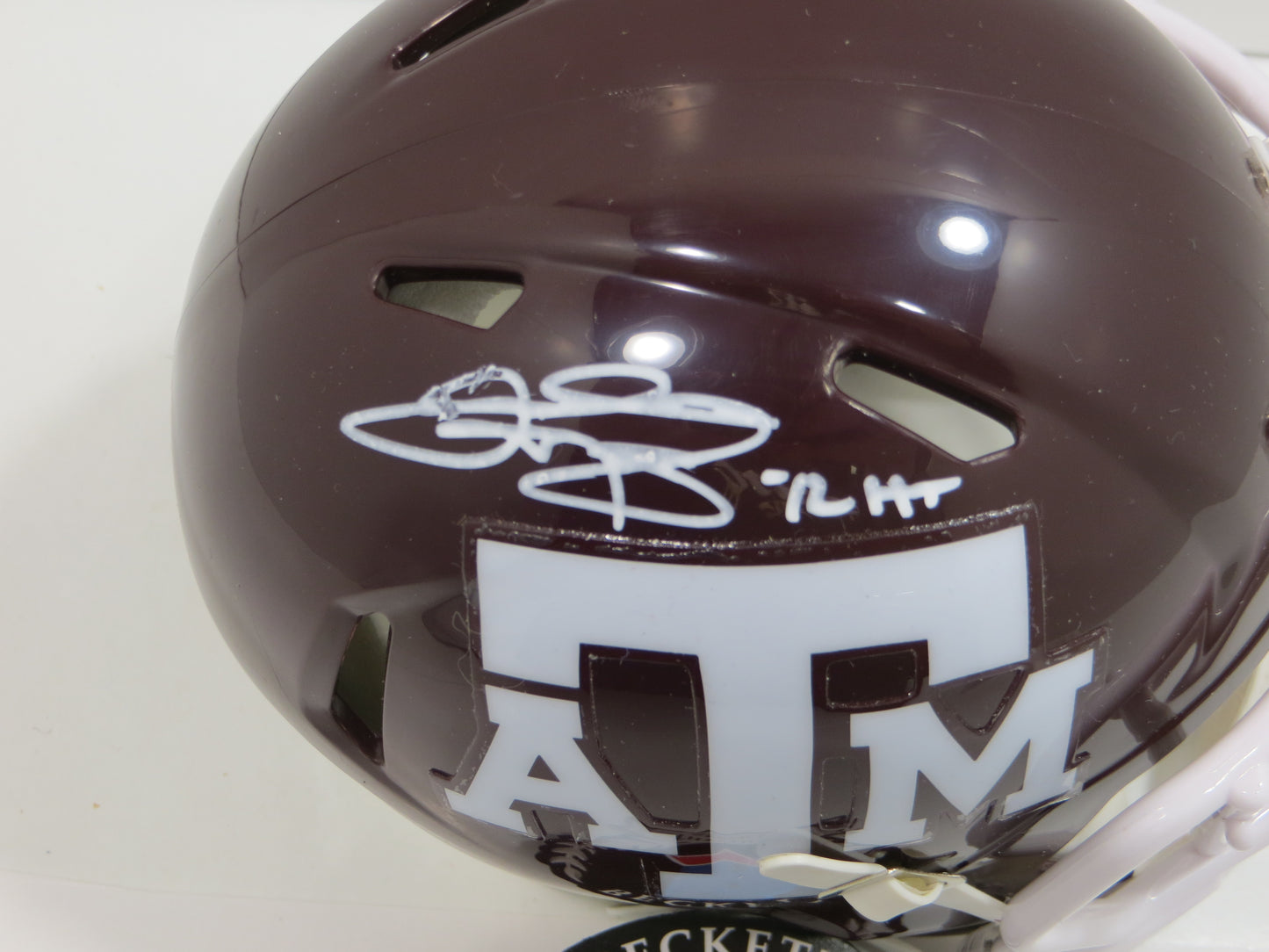 JOHNNY MANZIEL SIGNED TEXAS A&M AGGIES MAROON MINI HELMET w/Heisman BAS