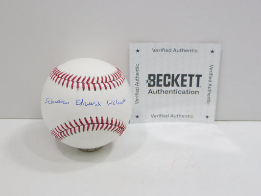 SEBASTIAN WALCOTT TEXAS RANGERS SIGNED FULL NAME SIGNATURE OML BASEBALL BAS