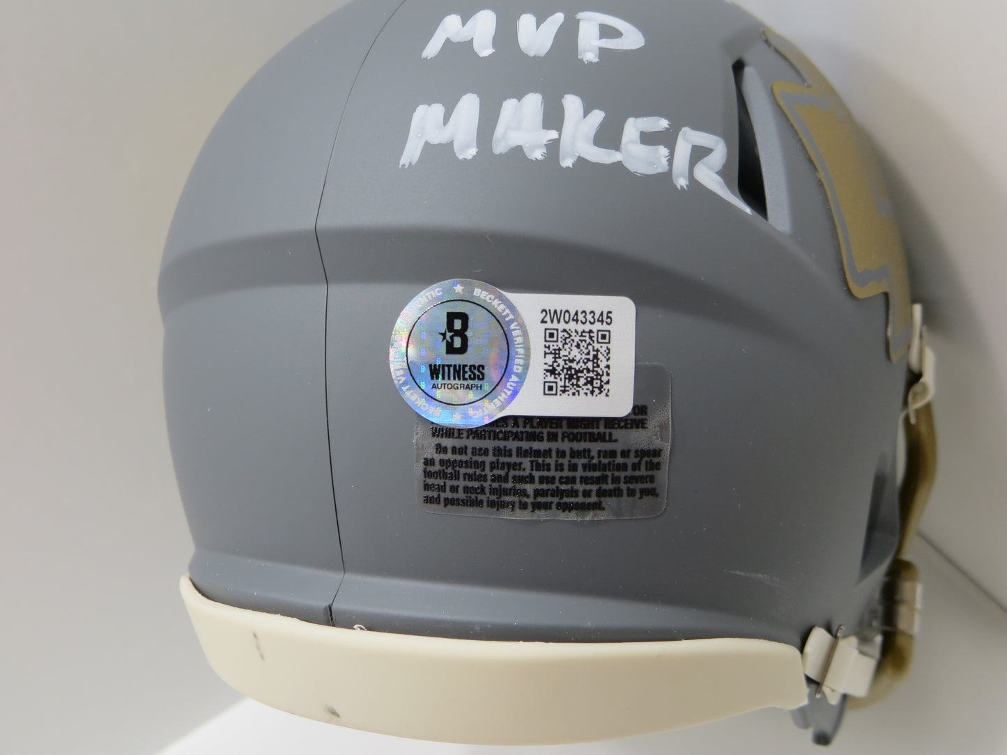 PAT PATRICK MAHOMES SR. KANSAS CITY CHIEFS SIGNED SLATE HELMET w/THE OG BAS