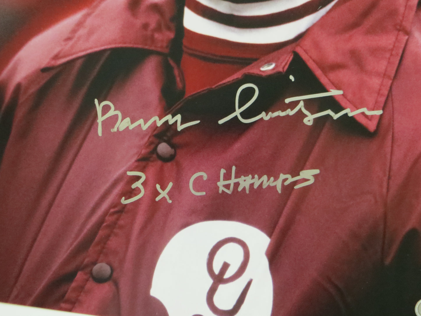 BARRY SWITZER OKLAHOMA OU SOONERS SIGNED 16x20 PHOTO w/3xChamps BAS COA