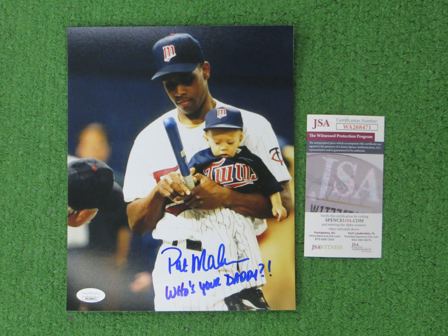 PAT MAHOMES SR. MINNESOTA TWINS SIGNED 8x10 PHOTO WHO'S YOUR DADDY CHIEFS JSA
